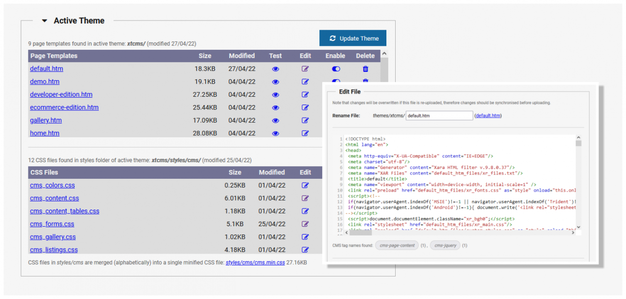 CMS themes and templates